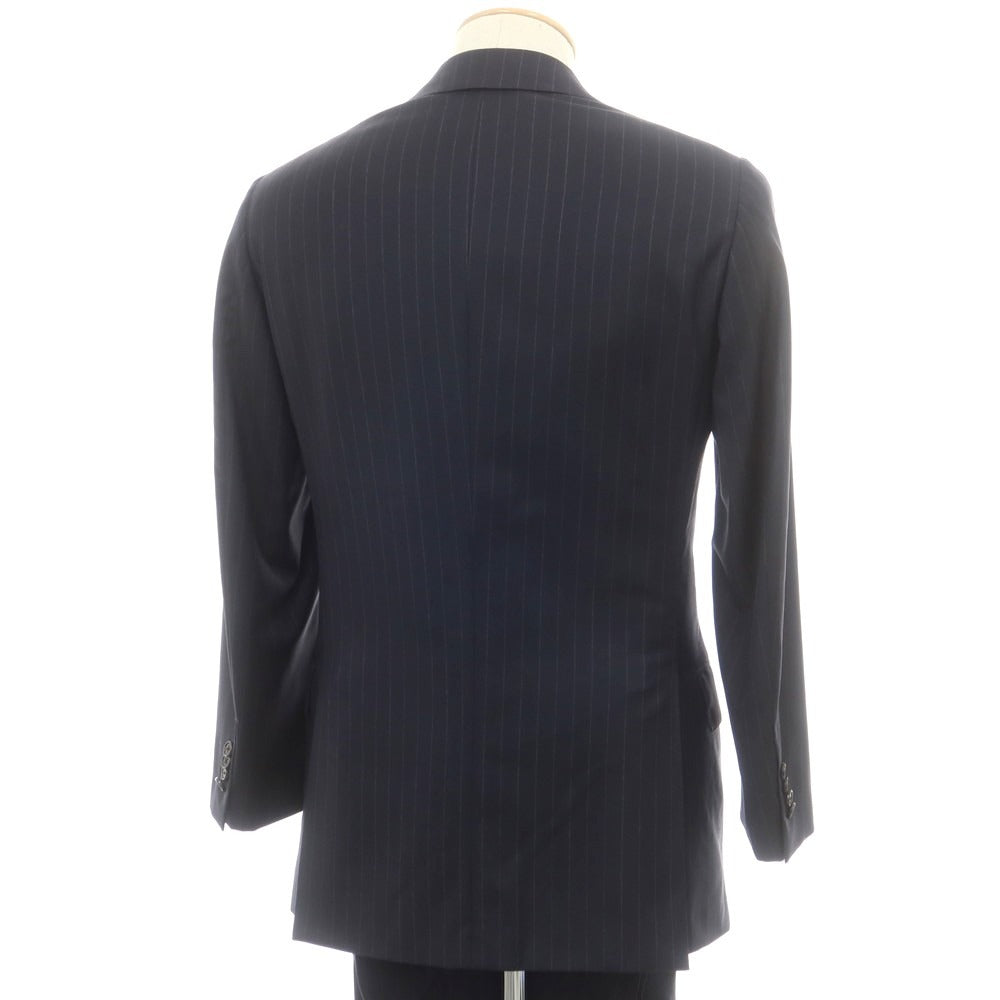 【中古】ベルベスト Belvest ウール ストライプ 3つボタンスーツ ダークネイビーxグレー【 42 】【 状態ランクB 】【 メンズ 】