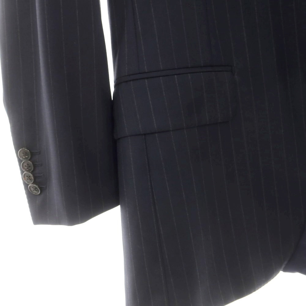 【中古】ベルベスト Belvest ウール ストライプ 3つボタンスーツ ダークネイビーxグレー【 42 】【 状態ランクB 】【 メンズ 】