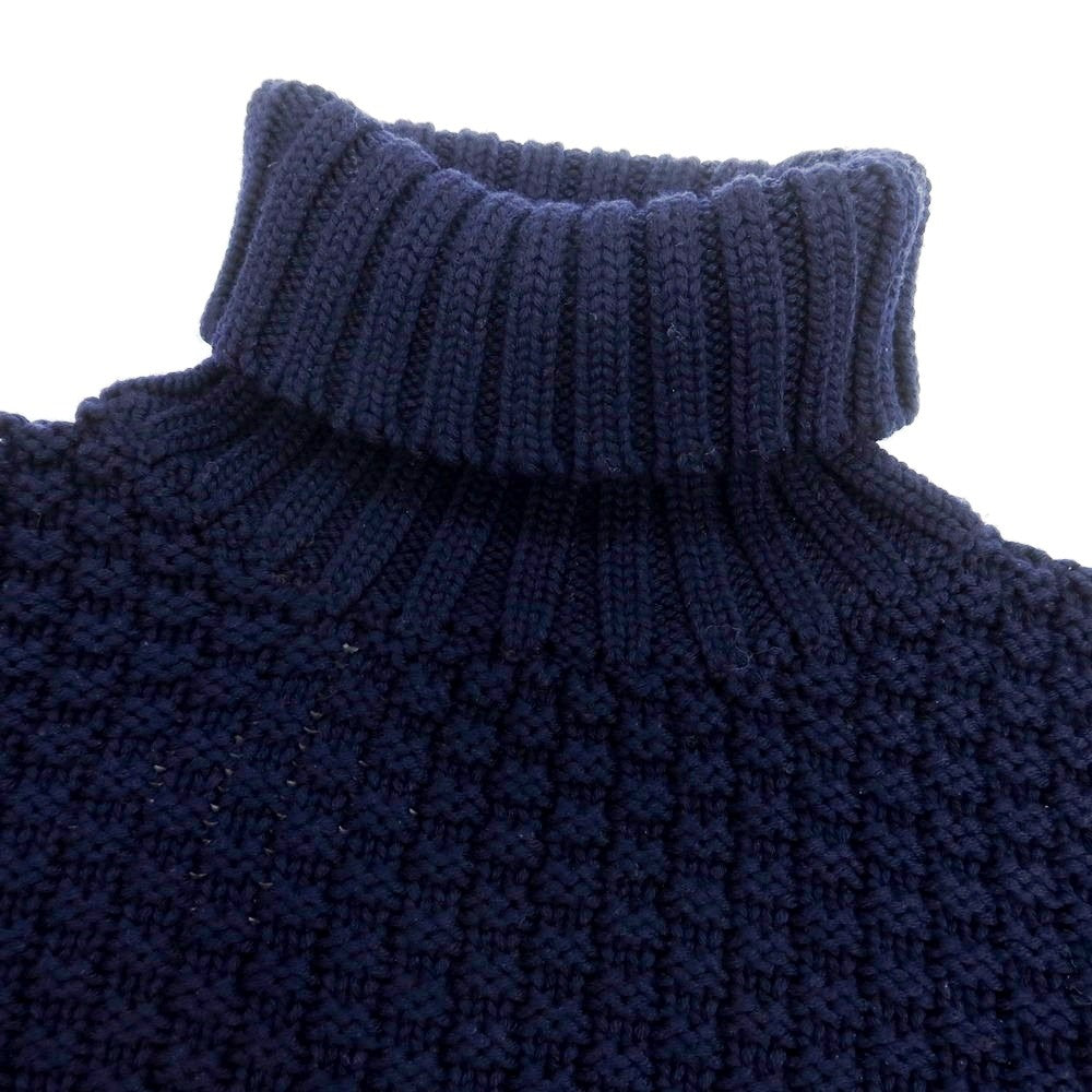 【中古】ドリューアンドコー DREW&CO ローゲージ ウール タートルネック プルオーバーニット ネイビー【 S 】【 状態ランクB 】【 メンズ 】