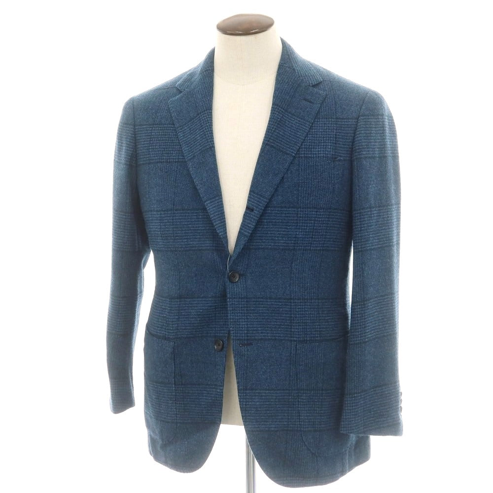 【中古】ブリッラ ペル イル グスト Brilla per il gusto ウールカシミヤナイロンポリウレタン グレンチェック 3B テーラードジャケット ブルー【 50 】【 状態ランクB 】【 メンズ 】