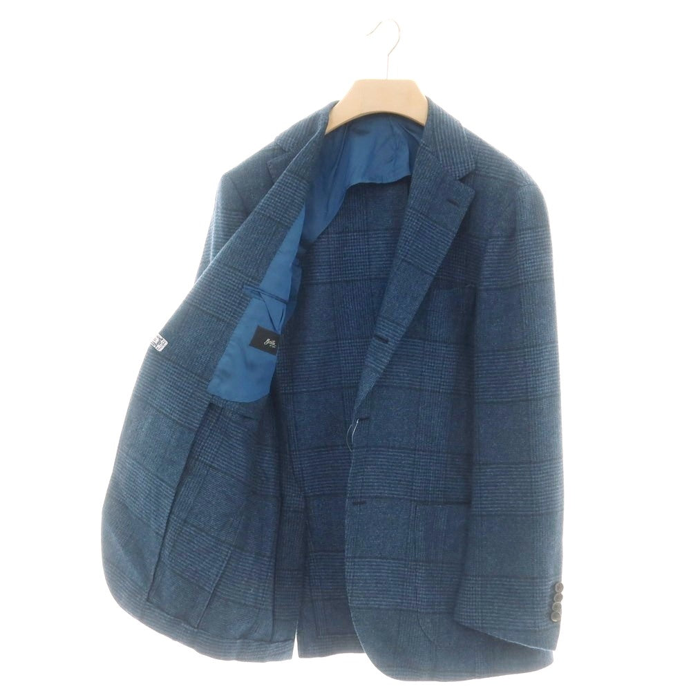 【中古】ブリッラ ペル イル グスト Brilla per il gusto ウールカシミヤナイロンポリウレタン グレンチェック 3B テーラードジャケット ブルー【 50 】【 状態ランクB 】【 メンズ 】