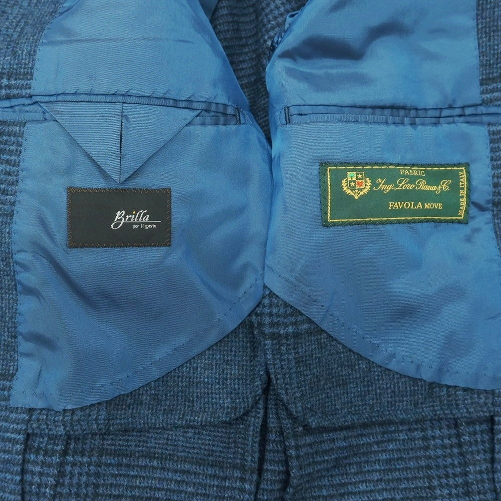 【中古】ブリッラ ペル イル グスト Brilla per il gusto ウールカシミヤナイロンポリウレタン グレンチェック 3B テーラードジャケット ブルー【 50 】【 状態ランクB 】【 メンズ 】