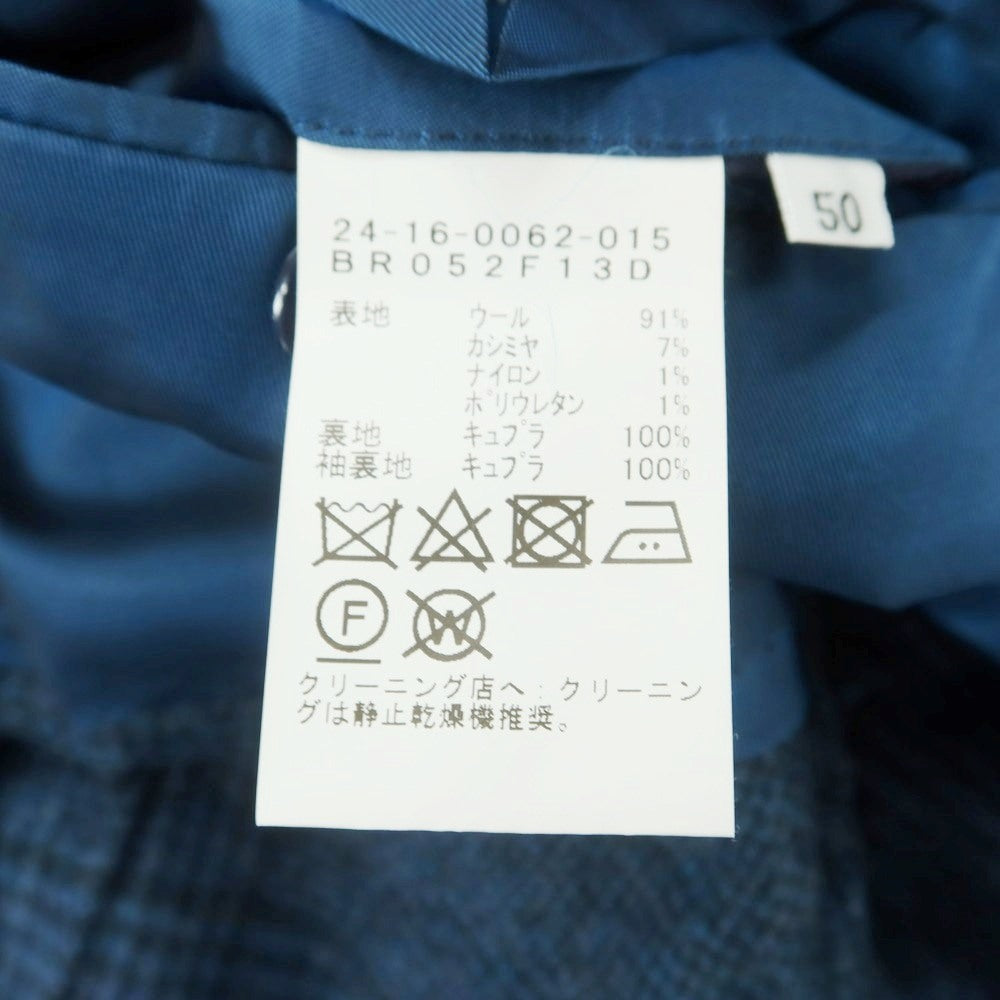 【中古】ブリッラ ペル イル グスト Brilla per il gusto ウールカシミヤナイロンポリウレタン グレンチェック 3B テーラードジャケット ブルー【 50 】【 状態ランクB 】【 メンズ 】