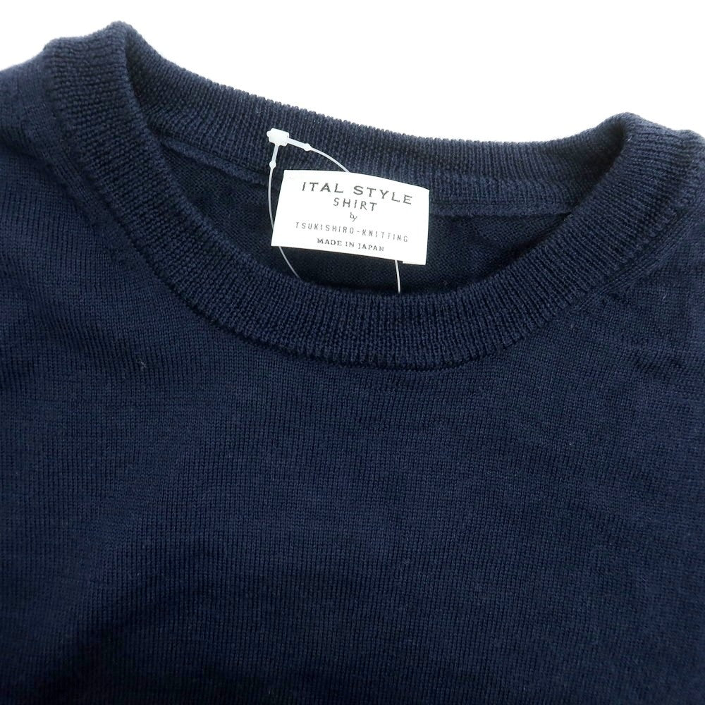 【中古】イタルスタイル ITAL STYLE ハイゲージ ウール クルーネック プルオーバーニット ネイビー【 XL 】【 状態ランクB 】【 メンズ 】