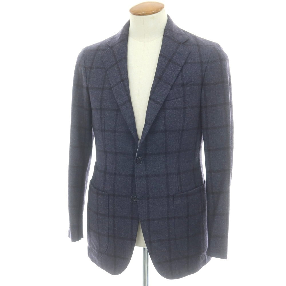 【中古】エリコフォルミコラ ERRICO FORMICOLA ウール ウィンドウペーンチェック 3B テーラードジャケット ネイビーxブラック【 46 】【 状態ランクB 】【 メンズ 】