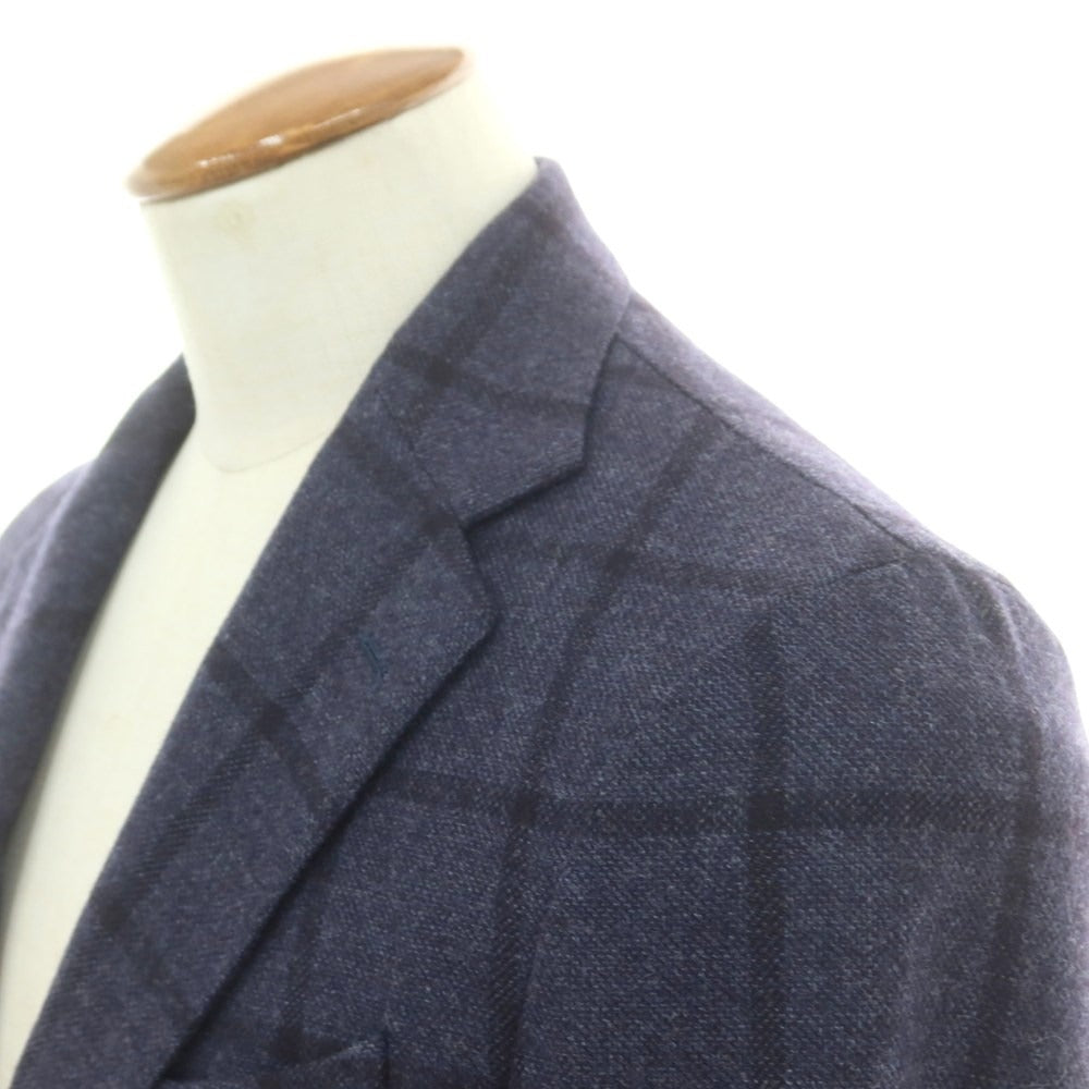 【中古】エリコフォルミコラ ERRICO FORMICOLA ウール ウィンドウペーンチェック 3B テーラードジャケット ネイビーxブラック【 46 】【 状態ランクB 】【 メンズ 】