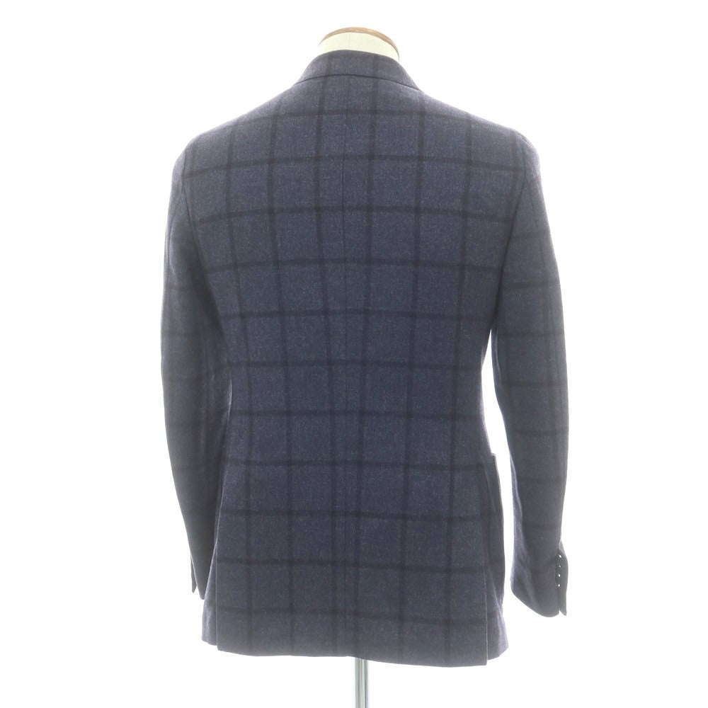 【中古】エリコフォルミコラ ERRICO FORMICOLA ウール ウィンドウペーンチェック 3B テーラードジャケット ネイビーxブラック【 46 】【 状態ランクB 】【 メンズ 】