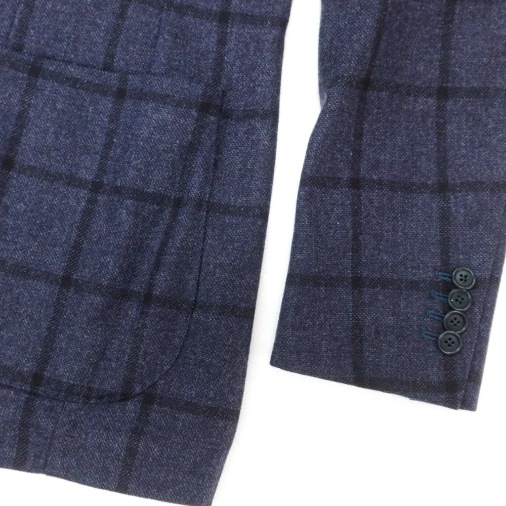 【中古】エリコフォルミコラ ERRICO FORMICOLA ウール ウィンドウペーンチェック 3B テーラードジャケット ネイビーxブラック【 46 】【 状態ランクB 】【 メンズ 】