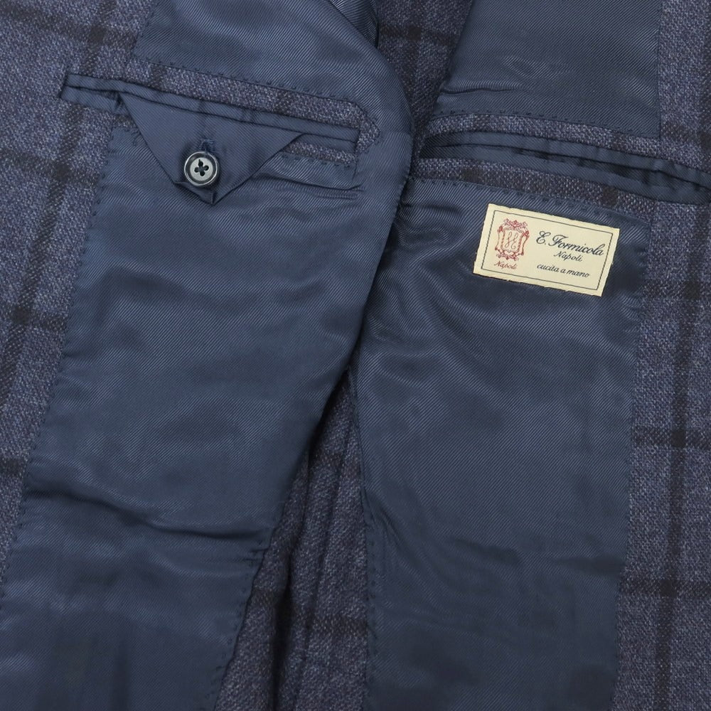 【中古】エリコフォルミコラ ERRICO FORMICOLA ウール ウィンドウペーンチェック 3B テーラードジャケット ネイビーxブラック【 46 】【 状態ランクB 】【 メンズ 】