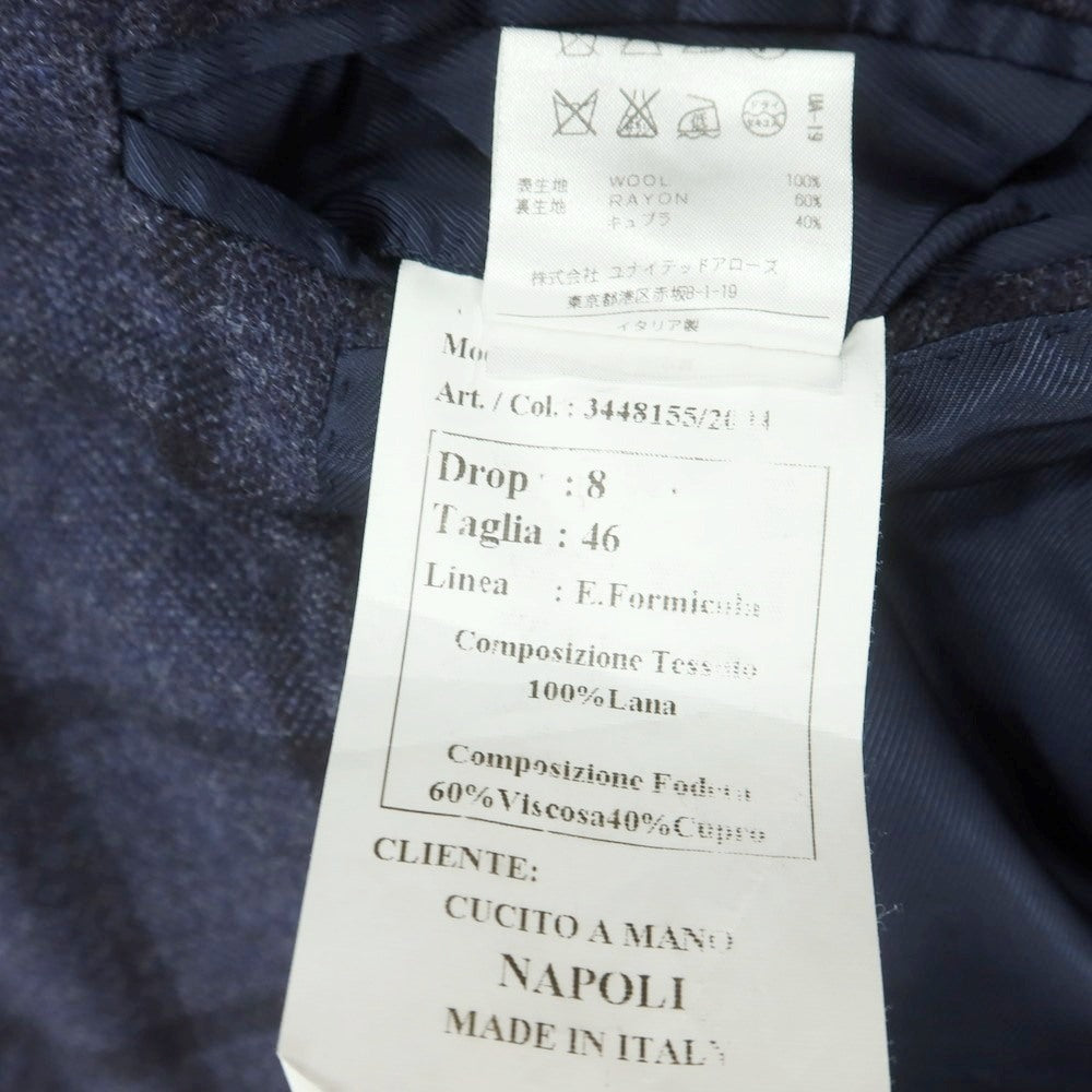 【中古】エリコフォルミコラ ERRICO FORMICOLA ウール ウィンドウペーンチェック 3B テーラードジャケット ネイビーxブラック【 46 】【 状態ランクB 】【 メンズ 】