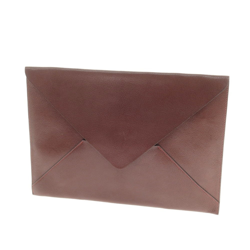 【中古】エルメス HERMES MAISON HERMES TOKYO 2001 シェーブル クラッチバッグ ルージュアッシュ【 状態ランクC 】【 メンズ 】