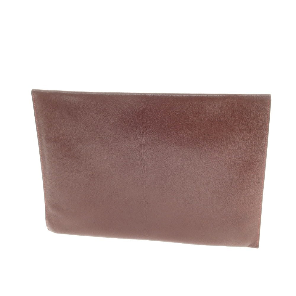 【中古】エルメス HERMES MAISON HERMES TOKYO 2001 シェーブル クラッチバッグ ルージュアッシュ【 状態ランクC 】【 メンズ 】