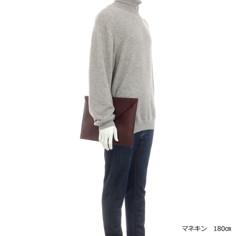 【中古】エルメス HERMES MAISON HERMES TOKYO 2001 シェーブル クラッチバッグ ルージュアッシュ【 状態ランクC 】【 メンズ 】