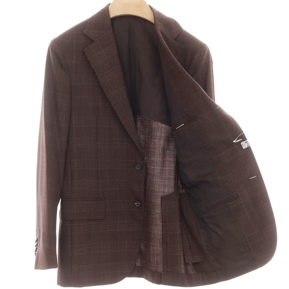 【中古】デペトリロ DE PETRILLO ウール チェック 3つボタンスーツ ブラウン【 46 】【 状態ランクA 】【 メンズ 】