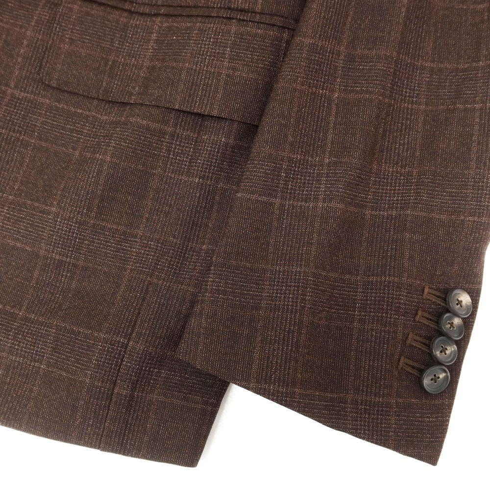 【中古】デペトリロ DE PETRILLO ウール チェック 3つボタンスーツ ブラウン【 46 】【 状態ランクA 】【 メンズ 】