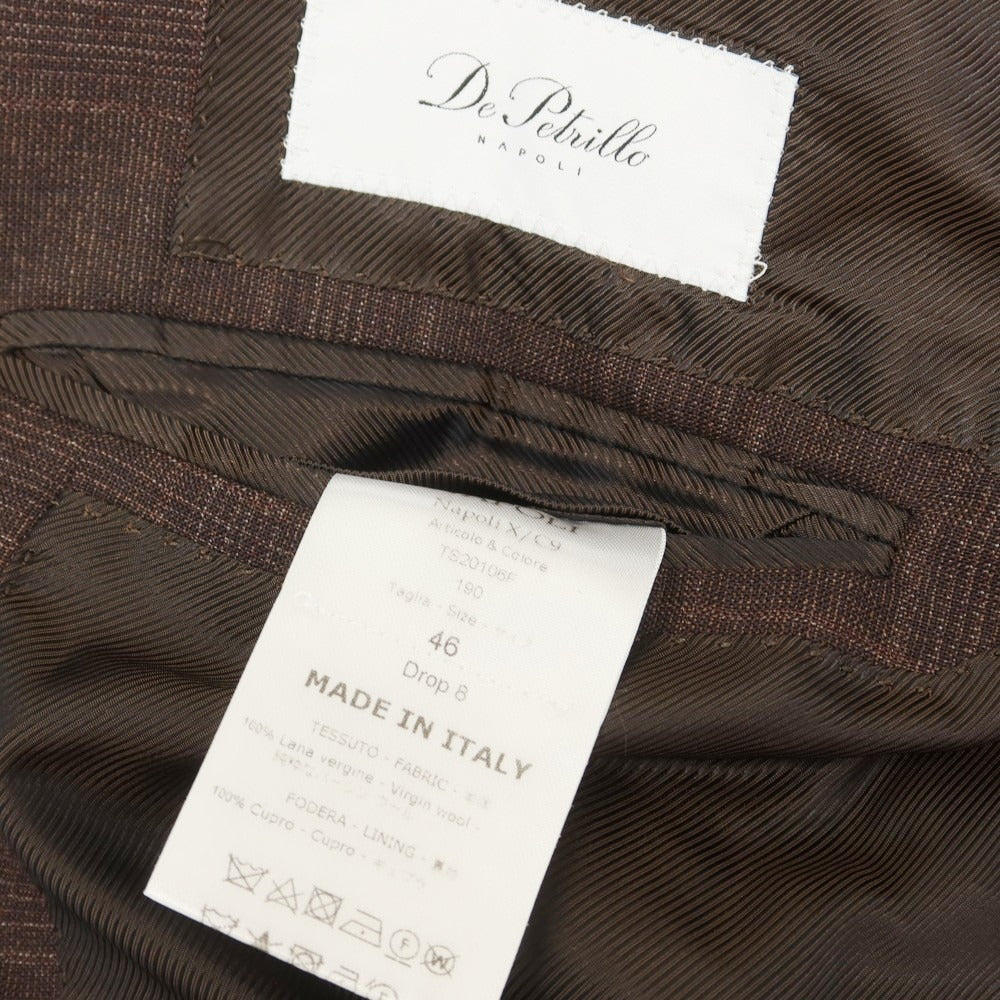 【中古】デペトリロ DE PETRILLO ウール チェック 3つボタンスーツ ブラウン【 46 】【 状態ランクA 】【 メンズ 】