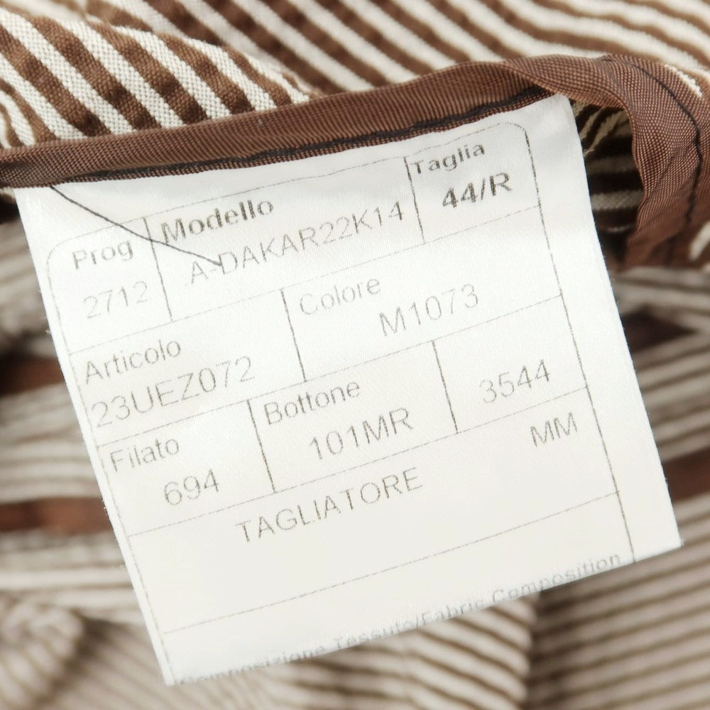 【中古】タリアトーレ TAGLIATORE シアサッカーコットン ストライプ 2つボタンスーツ ブラウンxホワイト【 44 】【 状態ランクC 】【 メンズ 】