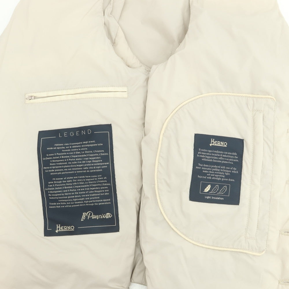 【中古】ヘルノ Herno ナイロン ジレ型 ダウンベスト サンドベージュ【 44 】【 状態ランクA 】【 メンズ 】