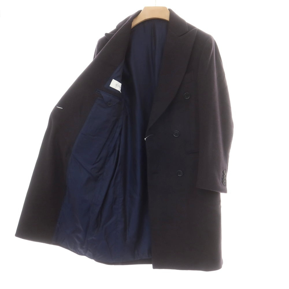 【中古】デペトリロ DE PETRILLO カシミヤ ダブルブレストポロコート ネイビー【 44 】【 状態ランクA 】【 メンズ 】