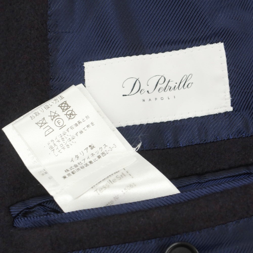 【中古】デペトリロ DE PETRILLO カシミヤ ダブルブレストポロコート ネイビー【 44 】【 状態ランクA 】【 メンズ 】