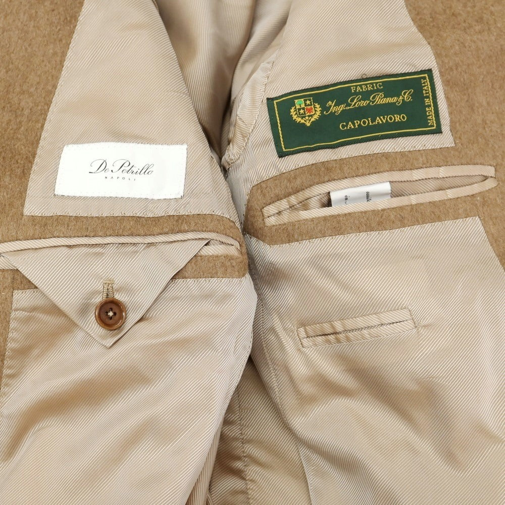 【中古】デペトリロ DE PETRILLO ウール ダブルブレストポロコート ブラウンベージュ系【 44 】【 状態ランクA 】【 メンズ 】
