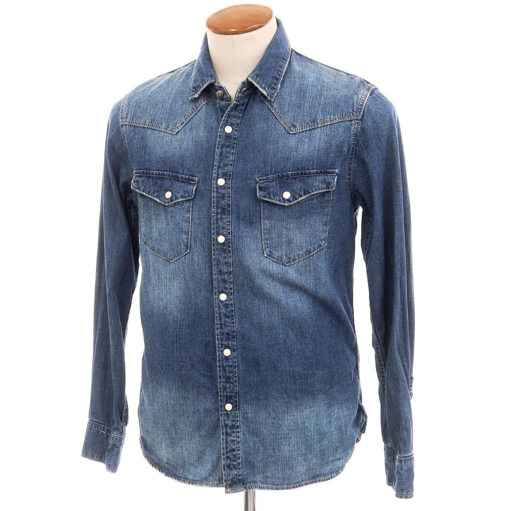 【中古】ナノユニバース nano universe コットン ウエスタンシャツ ブルー【 M 】【 状態ランクB 】【 メンズ 】