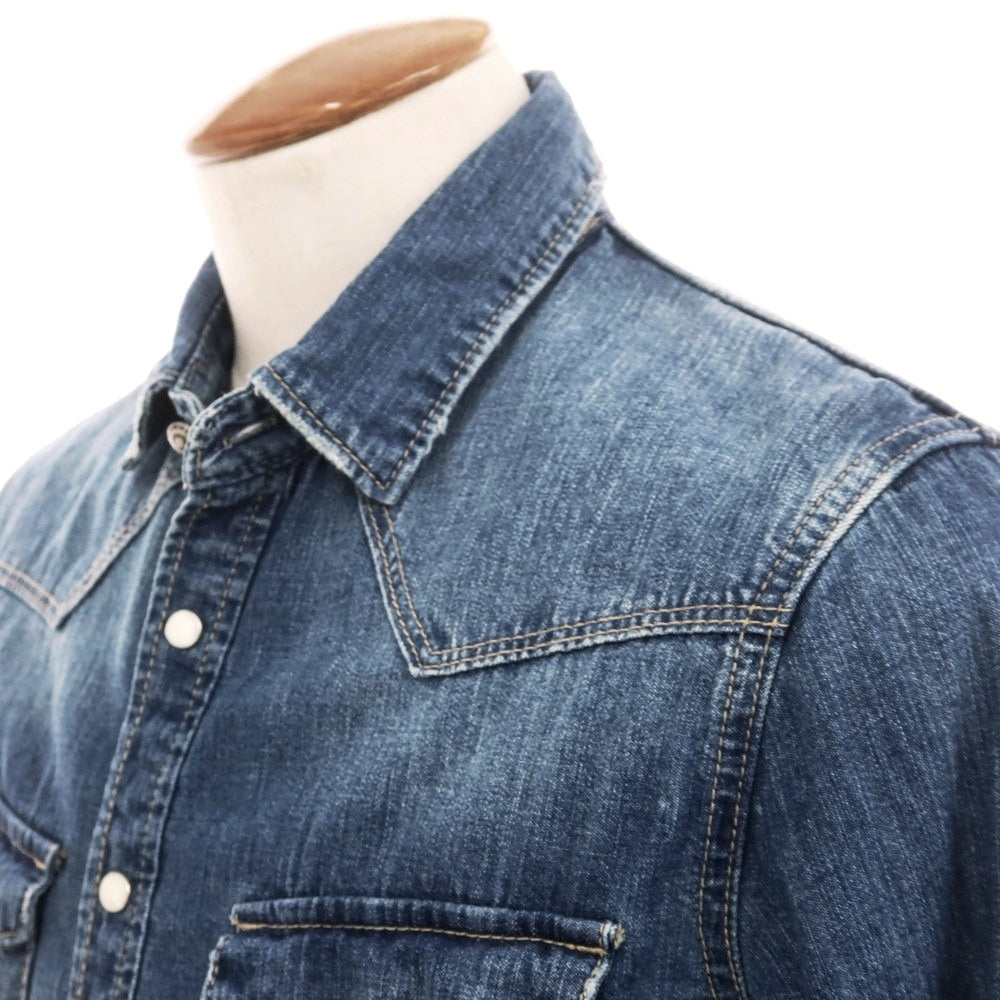 【中古】ナノユニバース nano universe コットン ウエスタンシャツ ブルー【 M 】【 状態ランクB 】【 メンズ 】