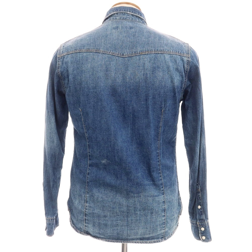 【中古】ナノユニバース nano universe コットン ウエスタンシャツ ブルー【 M 】【 状態ランクB 】【 メンズ 】