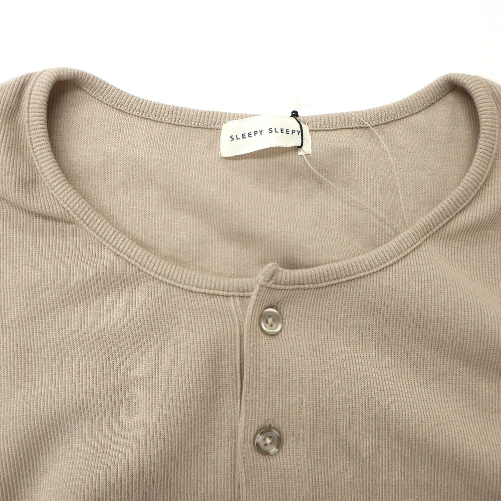【中古】スリーピースリーピー SLEEPY SLEEPY ストレッチ コットン ヘンリーネック 長袖Tシャツ サンドベージュ系【 ONE SIZE 】【 状態ランクA 】【 メンズ 】
