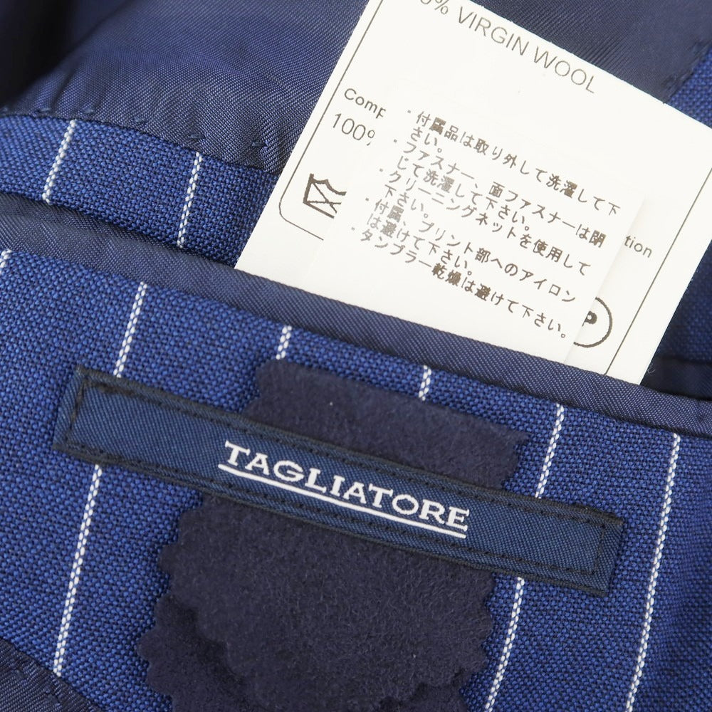【中古】タリアトーレ TAGLIATORE ウール ストライプ 2つボタンスーツ ダークブルーxホワイト【 48 】【 状態ランクD 】【 メンズ 】