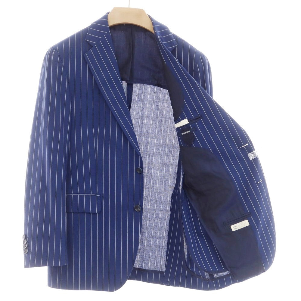 【中古】タリアトーレ TAGLIATORE ウール ストライプ 2つボタンスーツ ダークブルーxホワイト【 48 】【 状態ランクD 】【 メンズ 】
