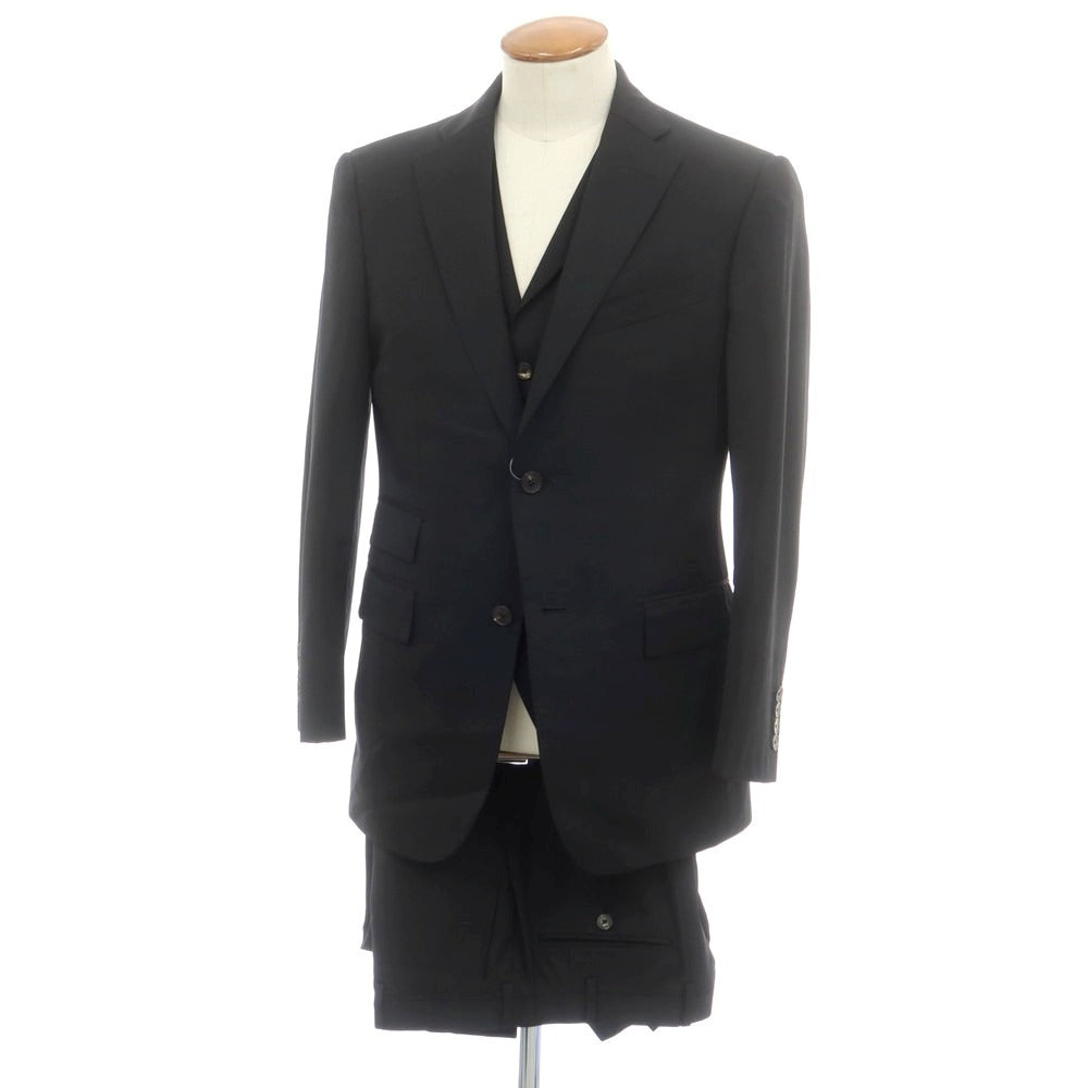 【中古】バーバリーブラックレーベル BURBERRY BLACK LABEL ウール スリーピース 3つボタンスーツ ブラック【 38 】【 状態ランクC 】【 メンズ 】