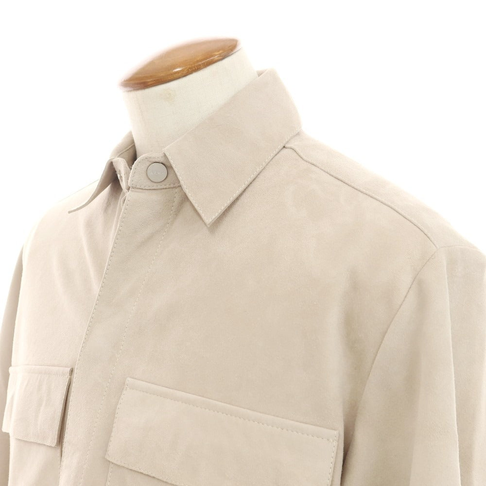 【中古】アルマ ARMA ゴートスキンスエード シャツブルゾン ライトベージュ【 46 】【 状態ランクB 】【 メンズ 】