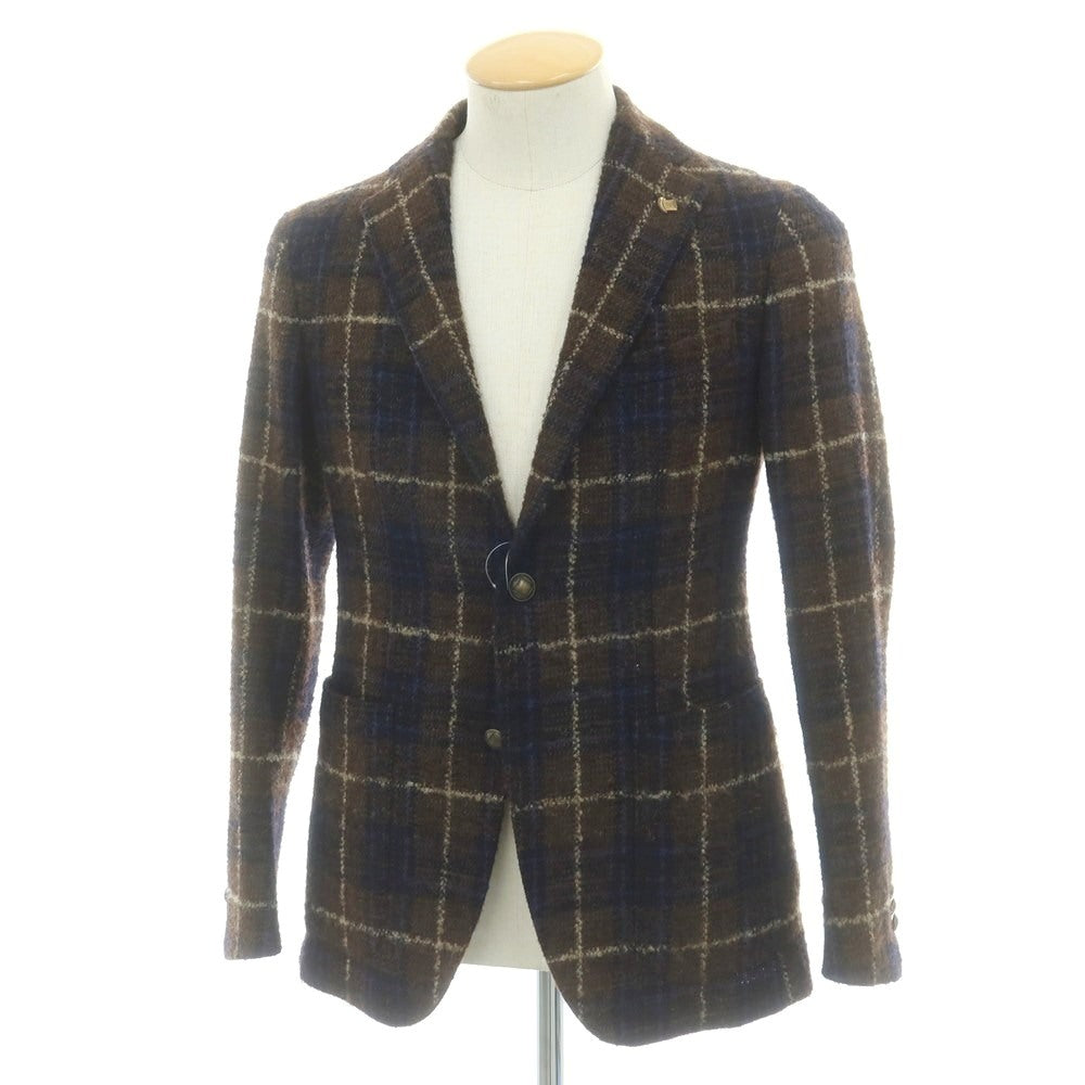 【中古】タリアトーレ TAGLIATORE ウールポリエステル チェック 2B カジュアルジャケット ブラウンxネイビー【 42 】【 状態ランクC 】【 メンズ 】