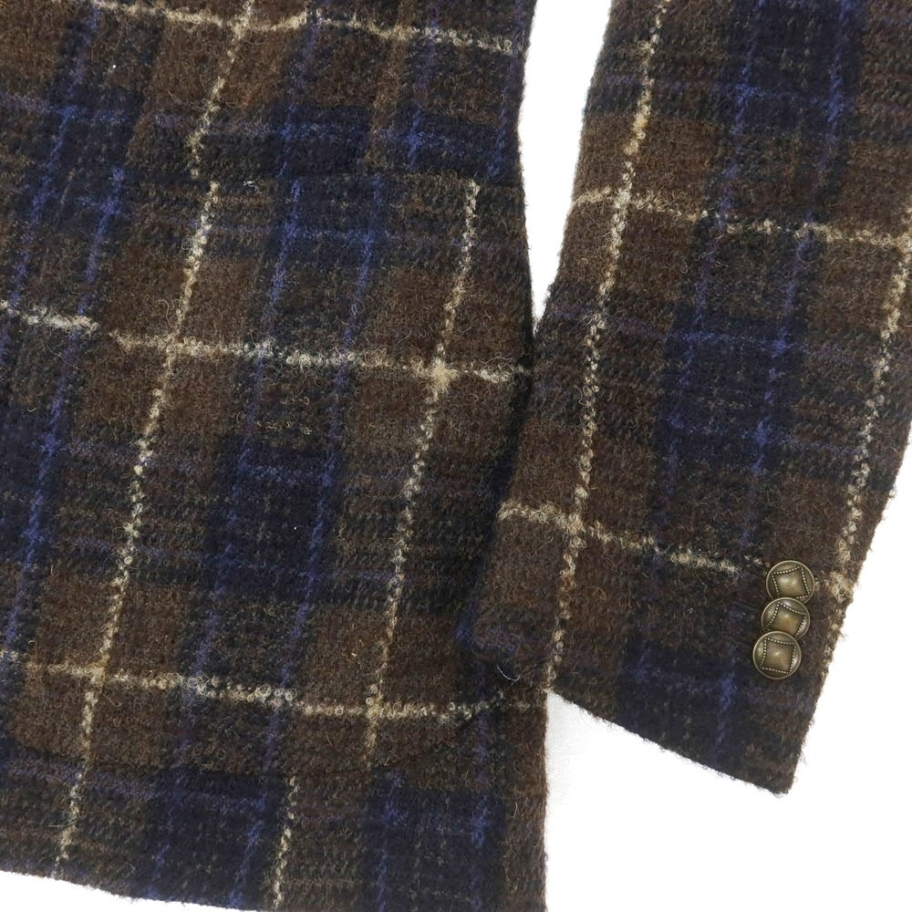 【中古】タリアトーレ TAGLIATORE ウールポリエステル チェック 2B カジュアルジャケット ブラウンxネイビー【 42 】【 状態ランクC 】【 メンズ 】