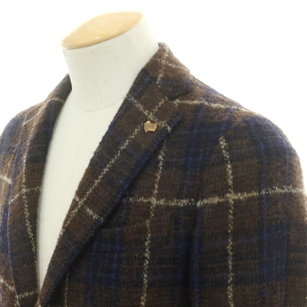 【中古】タリアトーレ TAGLIATORE ウールポリエステル チェック 2B カジュアルジャケット ブラウンxネイビー【 42 】【 状態ランクC 】【 メンズ 】