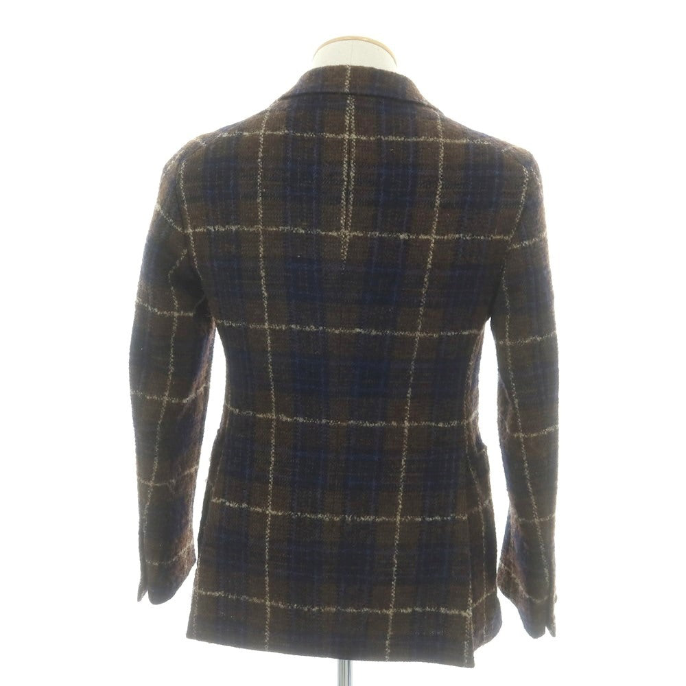 【中古】タリアトーレ TAGLIATORE ウールポリエステル チェック 2B カジュアルジャケット ブラウンxネイビー【 42 】【 状態ランクC 】【 メンズ 】