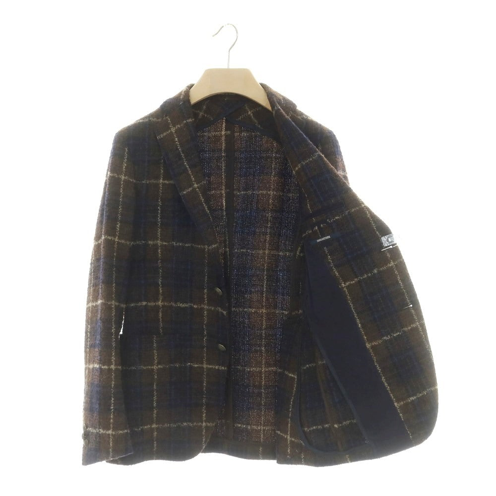 【中古】タリアトーレ TAGLIATORE ウールポリエステル チェック 2B カジュアルジャケット ブラウンxネイビー【 42 】【 状態ランクC 】【 メンズ 】