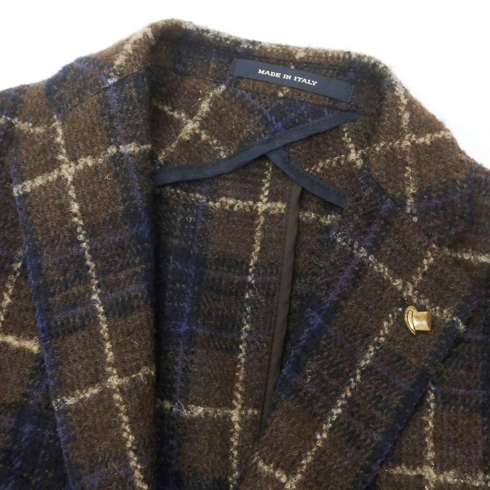 【中古】タリアトーレ TAGLIATORE ウールポリエステル チェック 2B カジュアルジャケット ブラウンxネイビー【 42 】【 状態ランクC 】【 メンズ 】