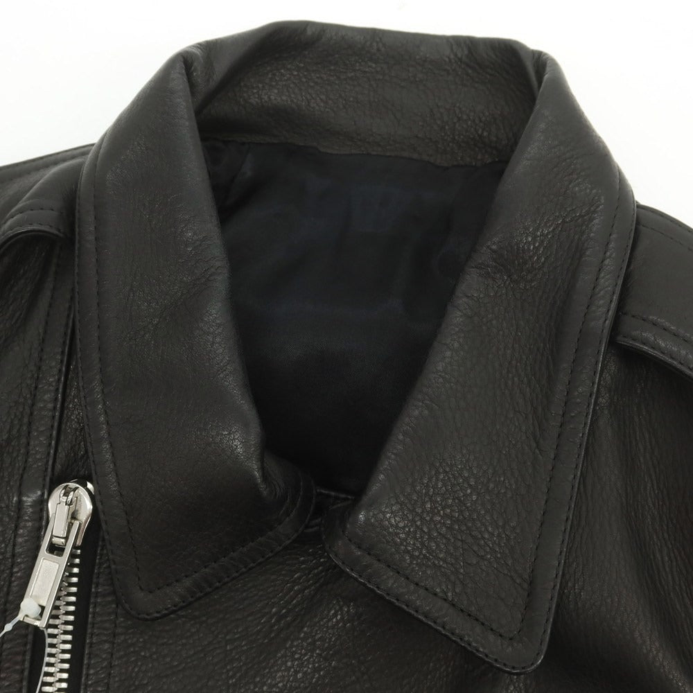 【中古】リックオウエンス Rick Owens レザー ジップアップ ライダースジャケット ブラック【 46 】【 状態ランクB 】【 メンズ 】