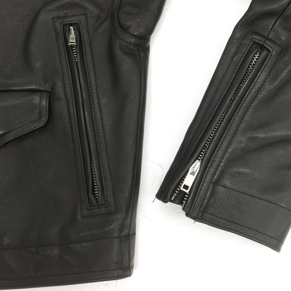 【中古】リックオウエンス Rick Owens レザー ジップアップ ライダースジャケット ブラック【 46 】【 状態ランクB 】【 メンズ 】