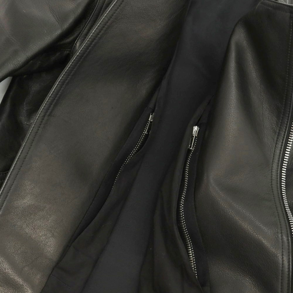 【中古】リックオウエンス Rick Owens レザー ジップアップ ライダースジャケット ブラック【 46 】【 状態ランクB 】【 メンズ 】