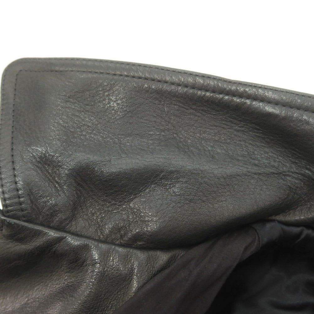 【中古】リックオウエンス Rick Owens レザー ジップアップ ライダースジャケット ブラック【 46 】【 状態ランクB 】【 メンズ 】