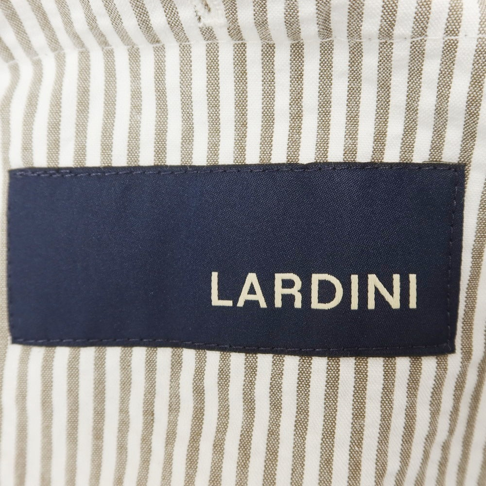【中古】ラルディーニ LARDINI シアサッカーコットン ストライプ 3つボタンスーツ カーキxホワイト【 50 】【 状態ランクB 】【 メンズ 】
