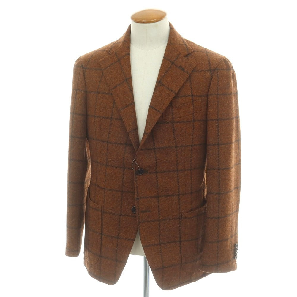 【中古】ティト アレグレット TITO ALLEGRETTO ウール ウィンドウペーンチェック 3B テーラードジャケット ブラウン【 48 】【 状態ランクA 】【 メンズ 】
