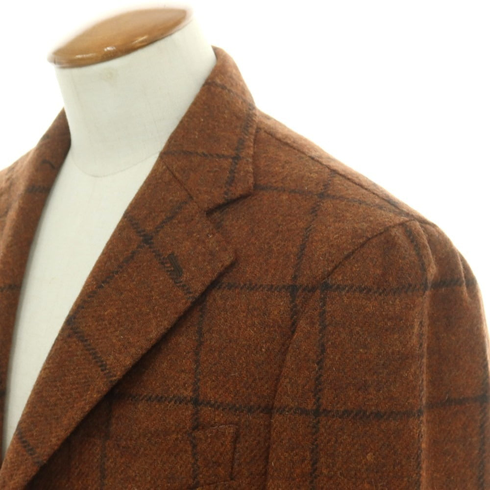 【中古】ティト アレグレット TITO ALLEGRETTO ウール ウィンドウペーンチェック 3B テーラードジャケット ブラウン【 48 】【 状態ランクA 】【 メンズ 】