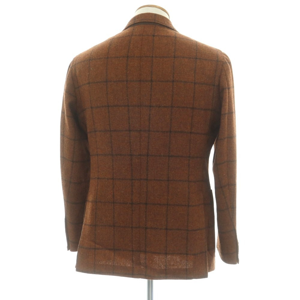 【中古】ティト アレグレット TITO ALLEGRETTO ウール ウィンドウペーンチェック 3B テーラードジャケット ブラウン【 48 】【 状態ランクA 】【 メンズ 】