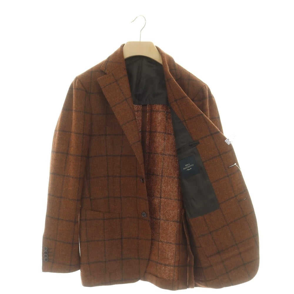 【中古】ティト アレグレット TITO ALLEGRETTO ウール ウィンドウペーンチェック 3B テーラードジャケット ブラウン【 48 】【 状態ランクA 】【 メンズ 】