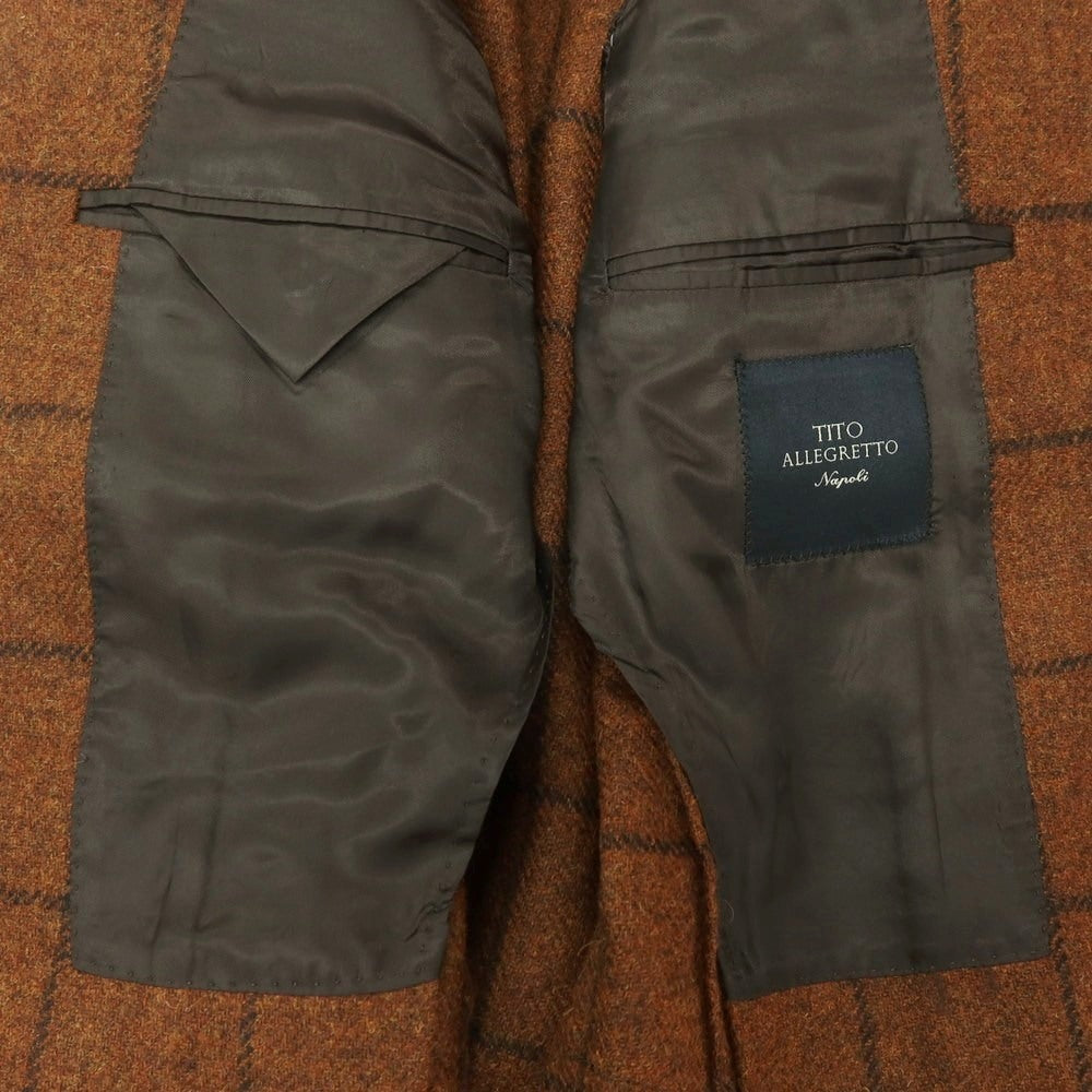 【中古】ティト アレグレット TITO ALLEGRETTO ウール ウィンドウペーンチェック 3B テーラードジャケット ブラウン【 48 】【 状態ランクA 】【 メンズ 】