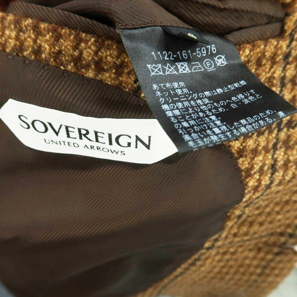 【中古】ソブリン SOVEREIGN ウールアルパカ オーバーペーンハウンドトゥース チェック 3B テーラードジャケット ブラウン【 48 】【 状態ランクA 】【 メンズ 】